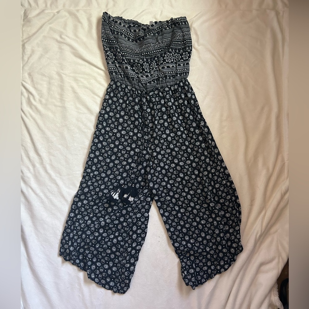 Black strapless jumpsuit